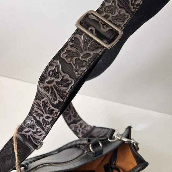 Patricia Nash Black Leather Tote Shoulder Bag Purse Studded Zancona Heritage - Picture 2 of 8